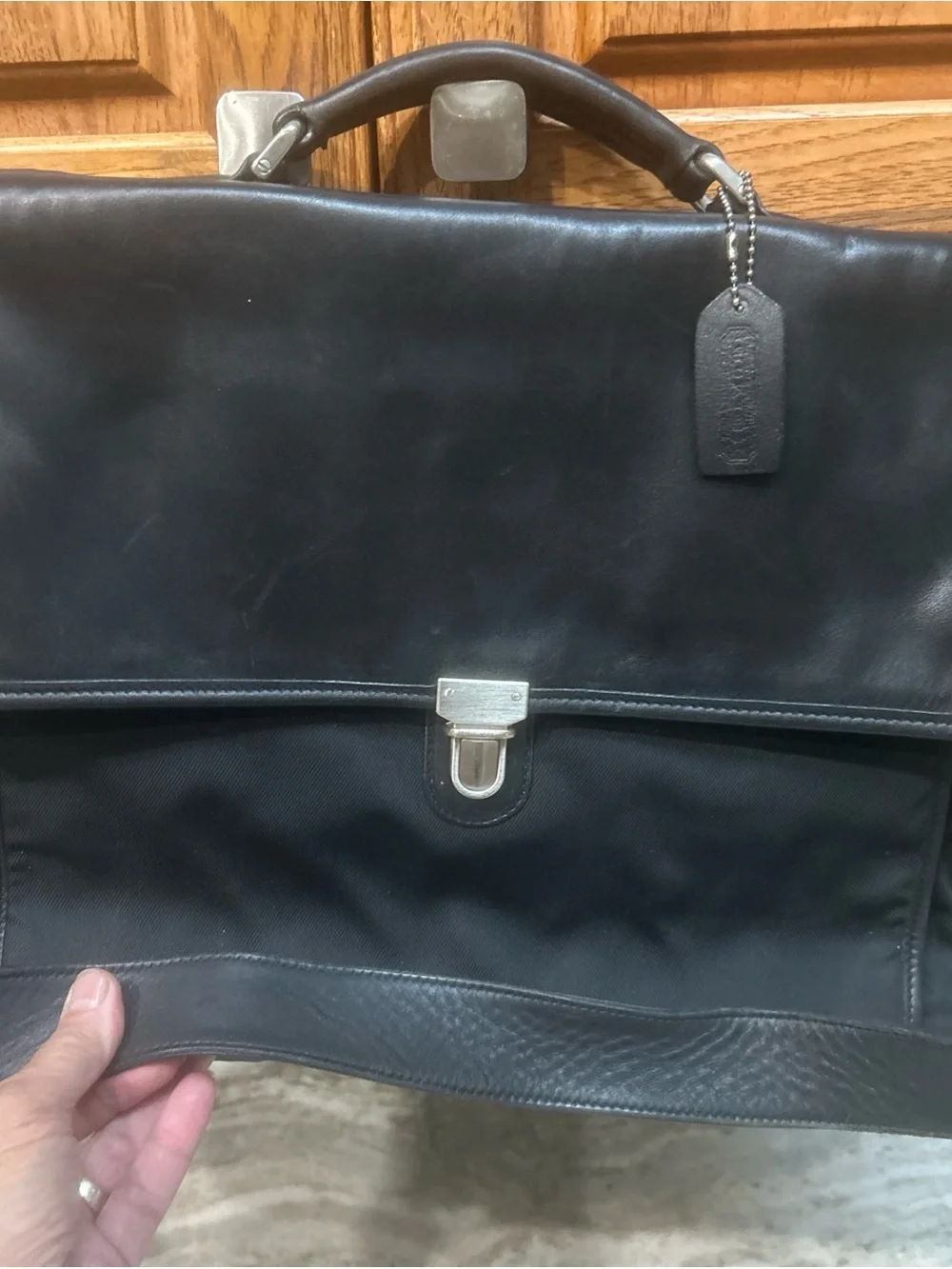 COACH BLACK LEATHER/NYLON BRIEFCASE/MESSENGER BAG Laptop Work Vintage Y2K unisex